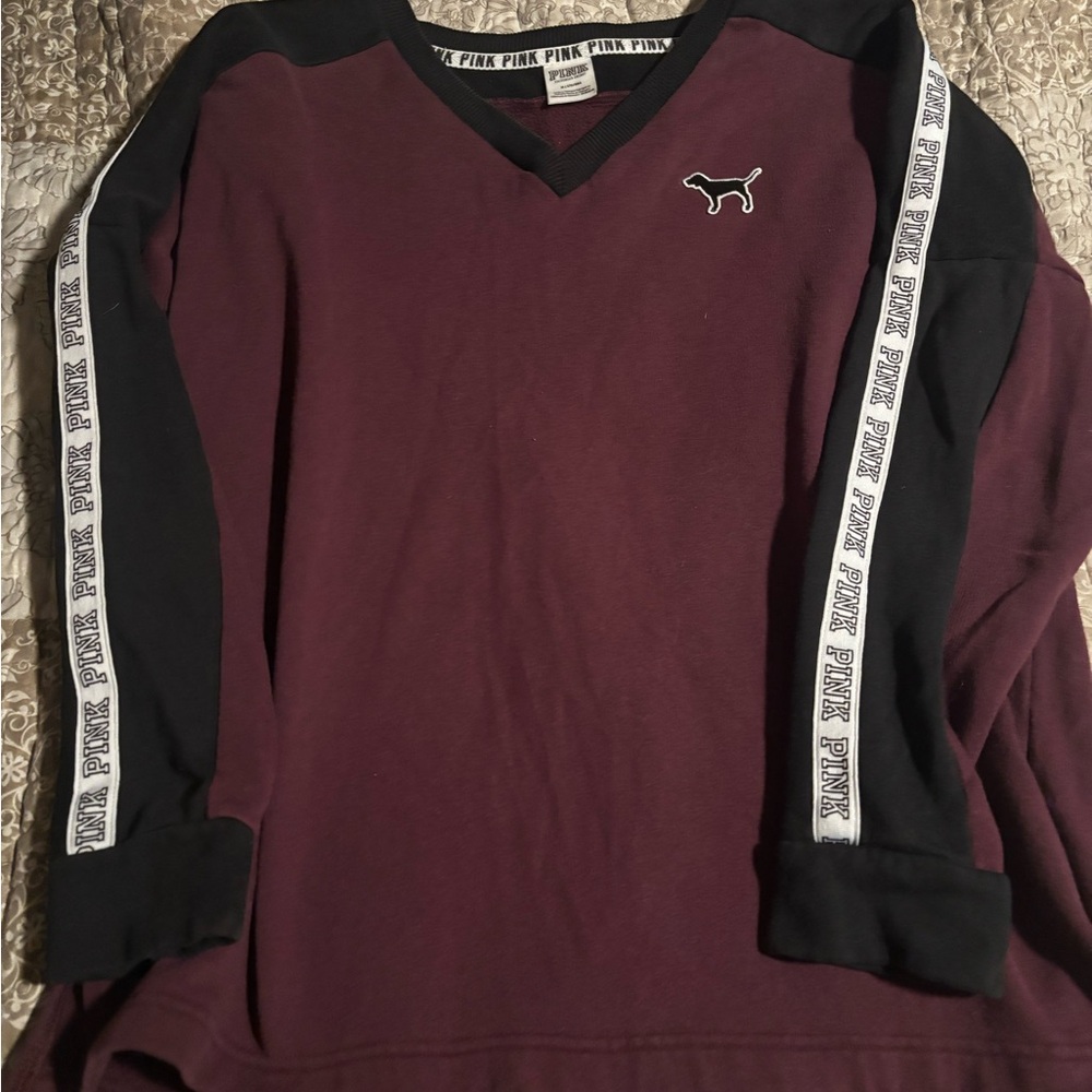 Victoria's Secret Pink Maroon and Black Sweatshirt